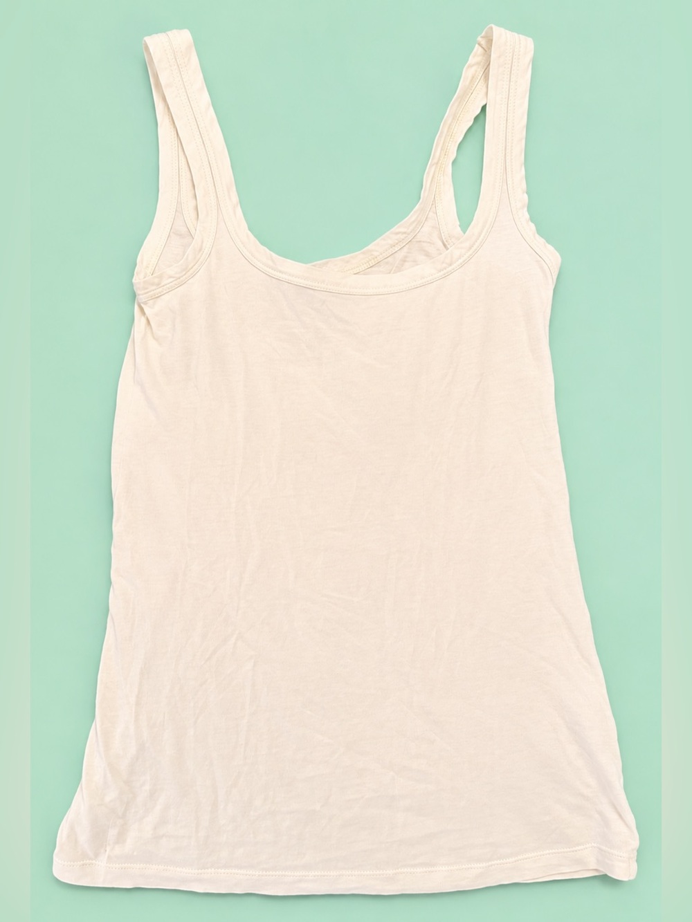 LADIES Theory Vintage Yellow Green Cotton Spandex Distressed Tank - P